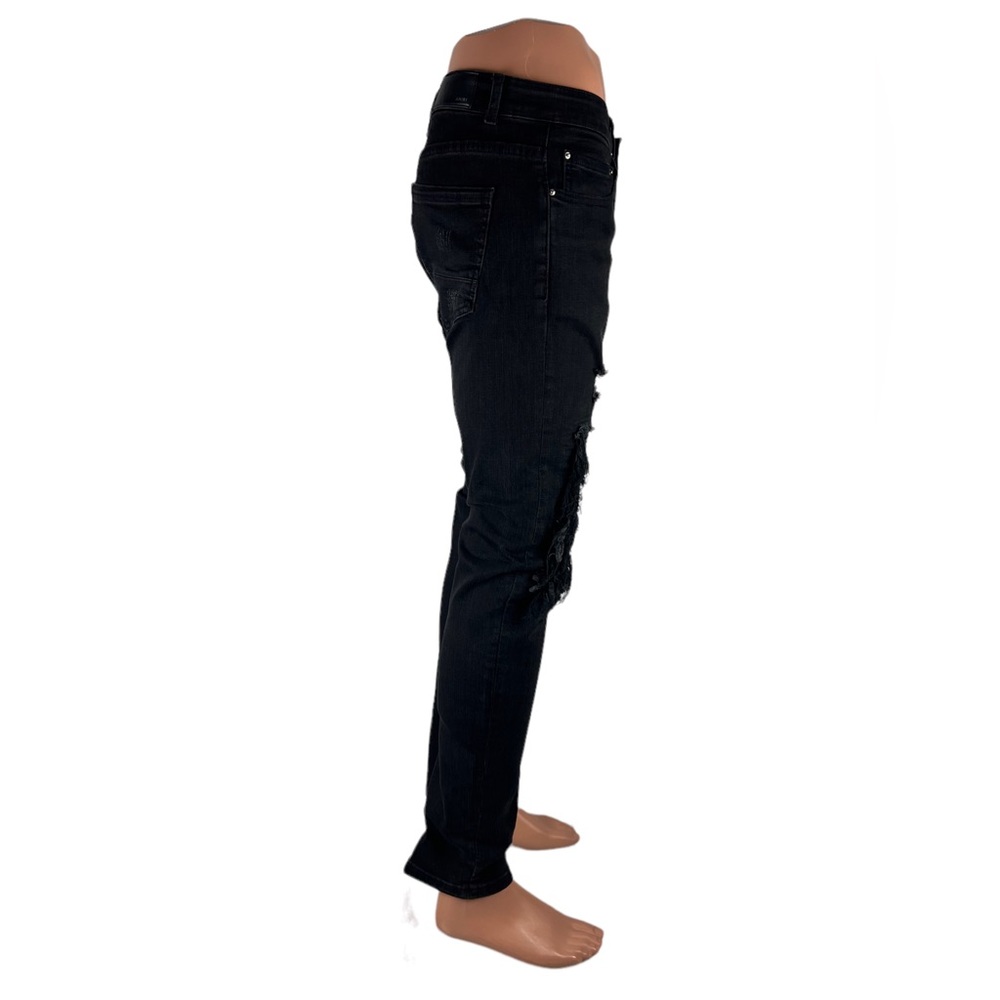 Amiri Mens 30 X 31 Jeans Leather Patch Ripped Skinny Black Cotton Blend Stretch - Picture 6 of 11